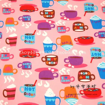

140*100cm Cartoon coffee Chocolate drink baby Plain cotton fabric Sewing Fabric DIY Handmade Material Hometextile Patchwork