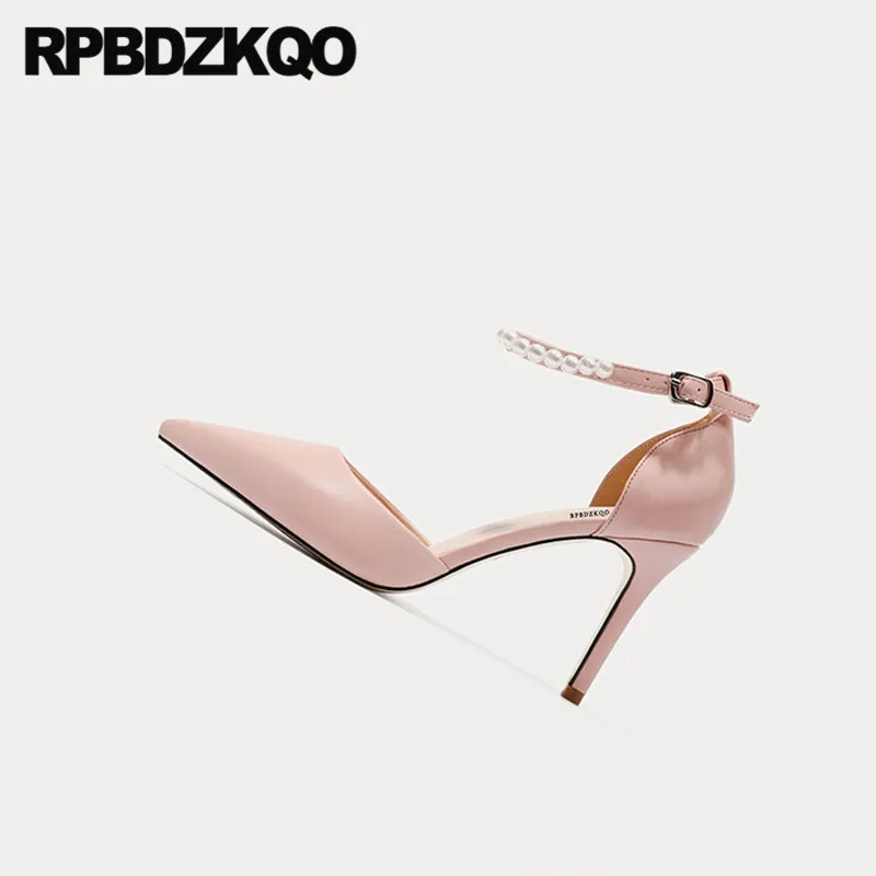 Scarpin/женские модельные туфли с ремешком на щиколотке; вечерние босоножки на высоком каблуке-шпильке с жемчугом; серые; скидка; коллекция года; розовые туфли-лодочки на тонком каблуке; Размеры 4-34