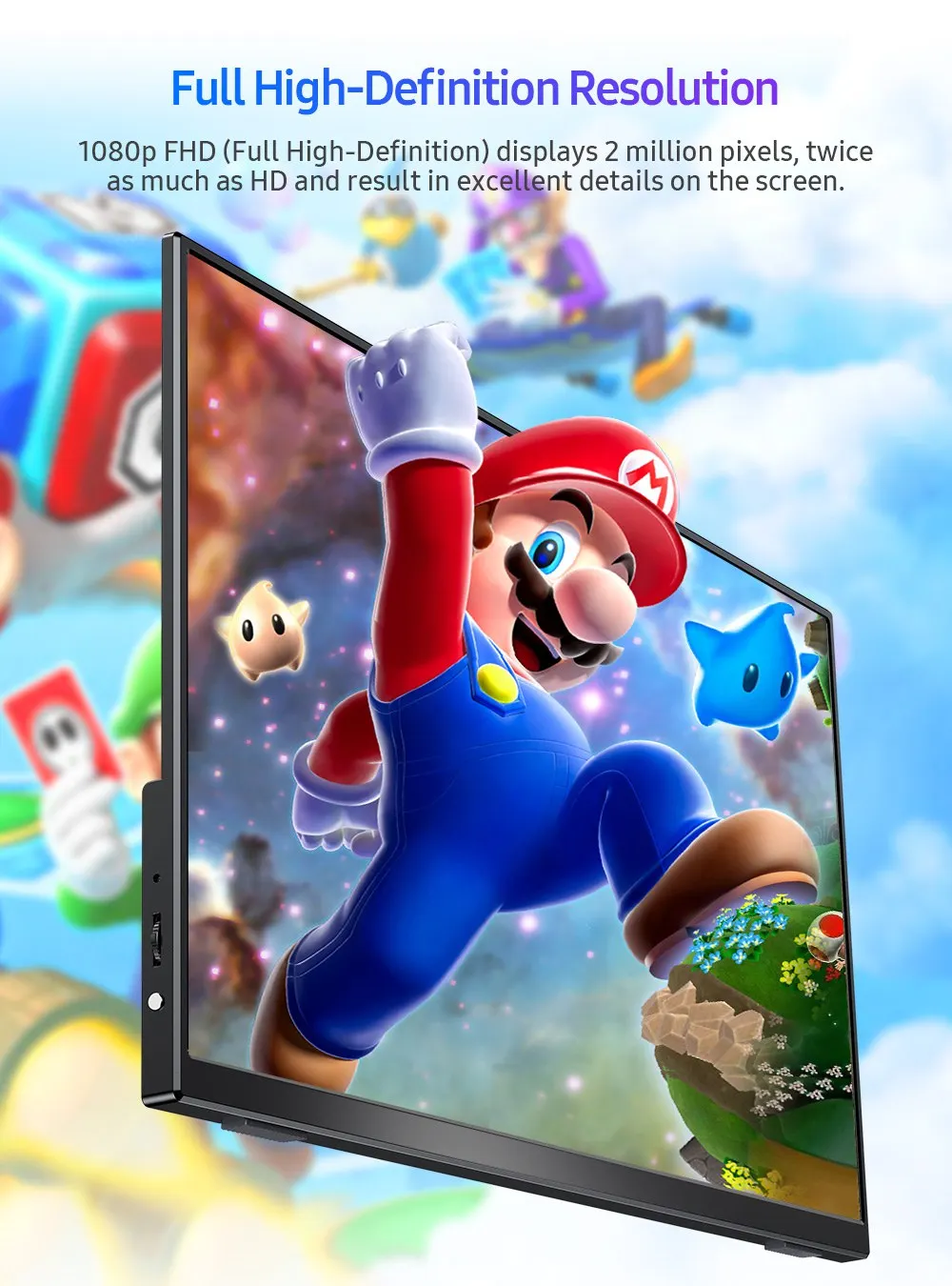 ˰ ޴  EVICIV 15.6 ġ ġ ũ 1080P  ° ÷, 60HZ Ʈ ܺ ȭ 0.7kg 1.5lbs  