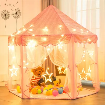 

Princess Castle Folding Tipi Children Tent Play House Teepee Portable Toy Tents for Kids Baby Girl Boy Outdoor Indoor Playhouse