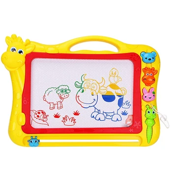 

Magnetic Drawing Board,Drawing Area Colorful Magna Drawing Doodle Board,With 3x Stamps, 1x Magnetic Pen,Yellow