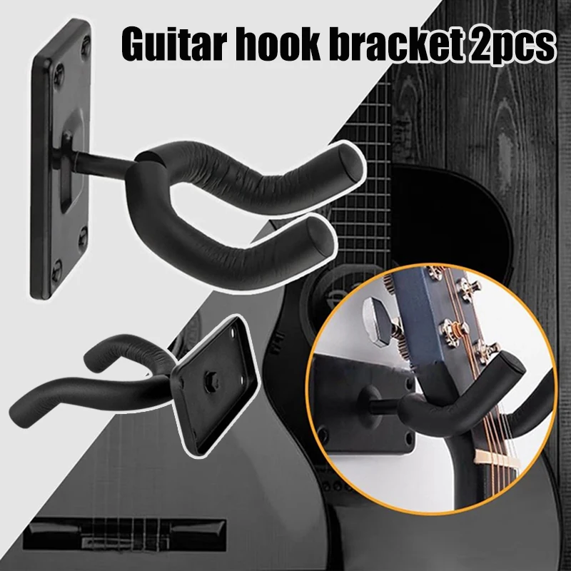 

Newly 2pcs Guitar Wall Mount Hanger Strong Load Bearing Stand Acoustic Electric Bass Guitars Hooks TE889
