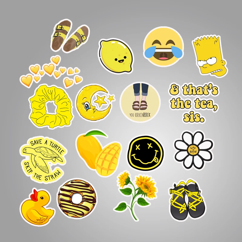 50 PCS Yellow Cartoon VSCO Stickers for Kids - Waterproof DIY Suitcase Laptop Bicycle Helmet Car Decals - Toy+ image 4