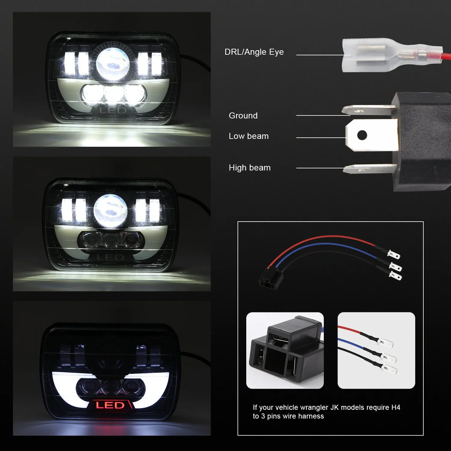 300 Вт 5X7 светодиодные фары Led герметичная головка луча свет лампы с высоким низким лучом светодиодные фары для Jeep Wrangler Yj Cherokee Xj