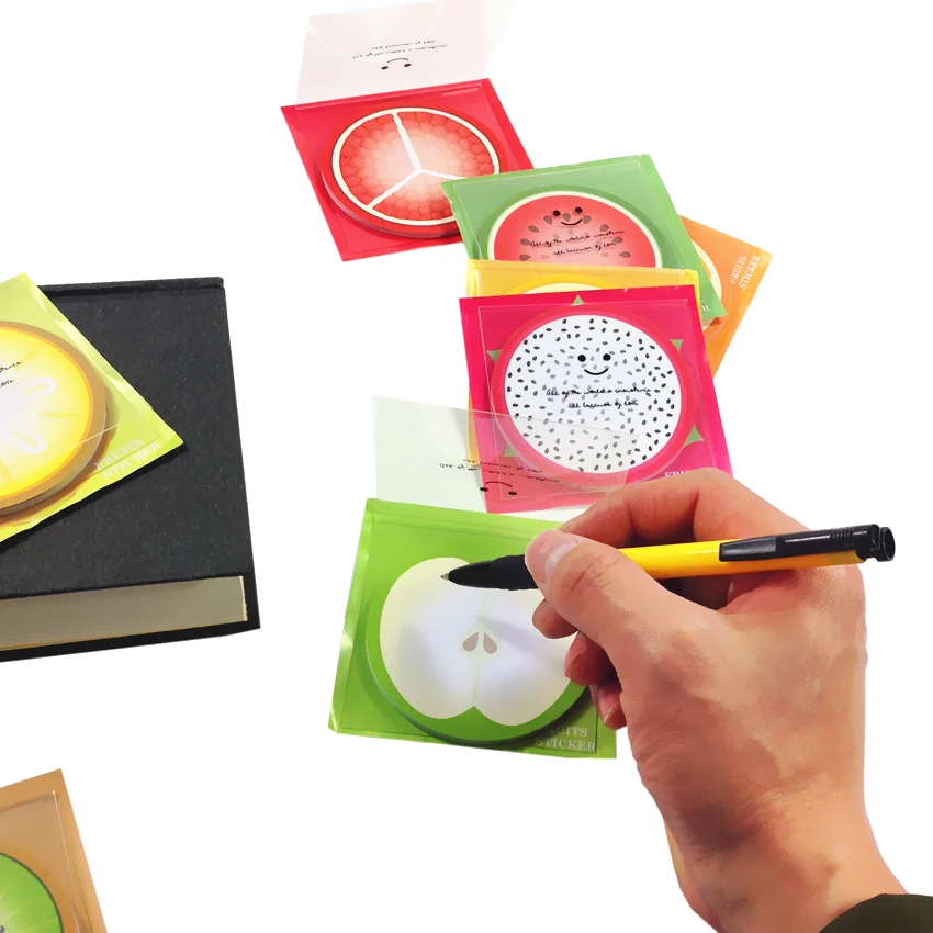 

1pack/lot Novetly Round Color Fruit Cross-section Pattern Notes N Times Posted Eight Random Stickers Planner