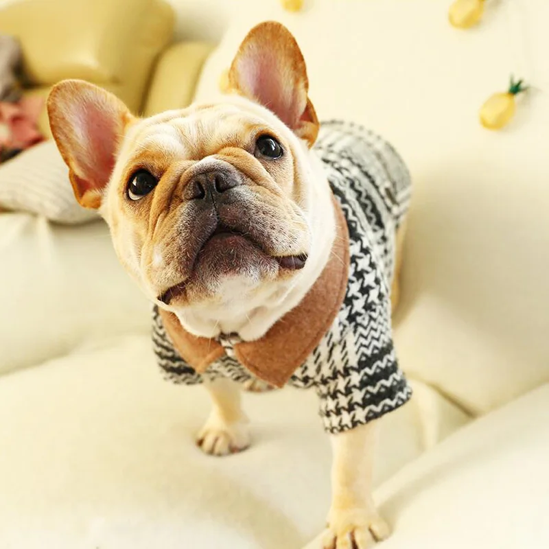 Petcircle стиль осень зима Одежда для собак теплая гусиная лапка шерстяное пальто для собак два фута Французский бульдог одежда для домашних животных