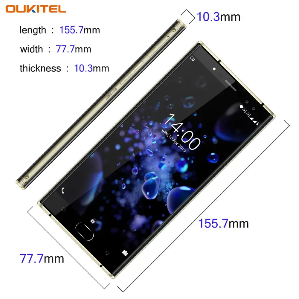 Oukitel K3 Pro Mobile Phone MT6763 Octa Core 4GB 64GB 5.5"Dual 2.5D Screen 6000mAh 4 Cameras 13MP+2MP 9V/2A Face ID Smartphone