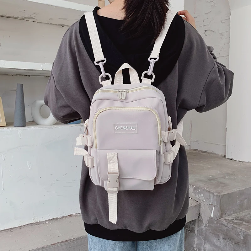 Block Color Canvas Study Backpack - 21 - Kawaii Mix