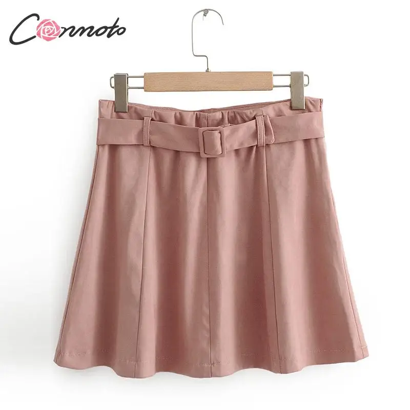 Conmoto женские модные замшевые розовые юбки зимние сексуальные короткие мини юбки с высокой талией А-силуэта женские повседневные короткие юбки с поясом