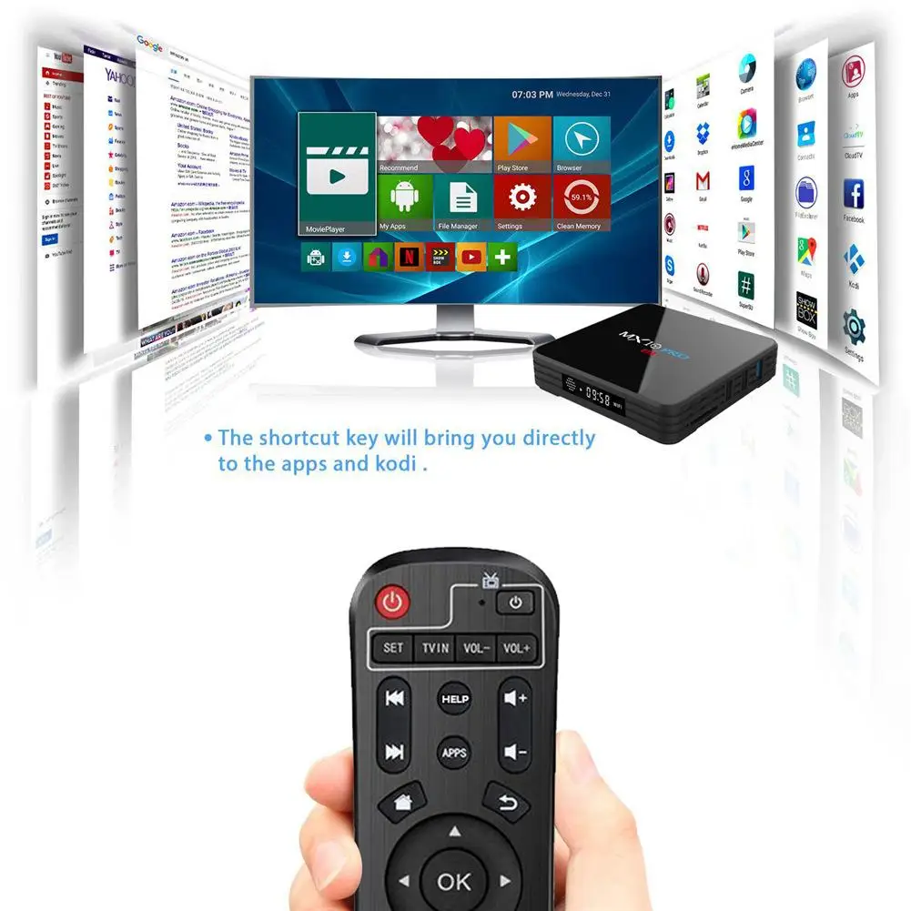 MX10 PRO Android 7,1 Smart tv BOX 4G DDR3 32G EMMC ROM телеприставка 4K 3D H.265 Wifi медиаплеер приемник