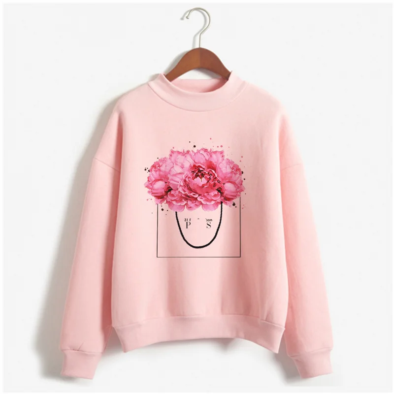Latest autumn and winter perfume bottle print hoodie women's fashion retro hoodie women's perfume Harajuku pink sweater - Цвет: WY-pink-10-23