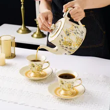 Coffee Cup And Saucer French Style Gold Retro Court Water Cup Afternoon Tea Mug Pot Creative Tableware Home Decoration Drinkware
