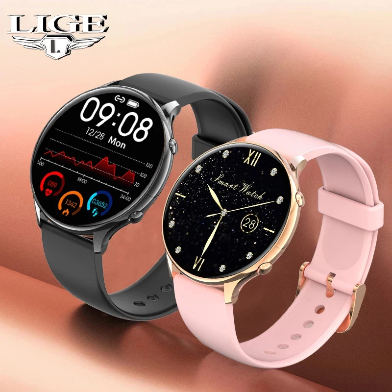 LIGE 2021 Women Smart Watch Thermometer Heart Rate Monitor IP67