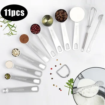 

11pcs Measuring Spoons Set Stainless Steel Measuring Cups Kitchen Measuring Tools for Cooking Baking Tools Kitchen Accessories