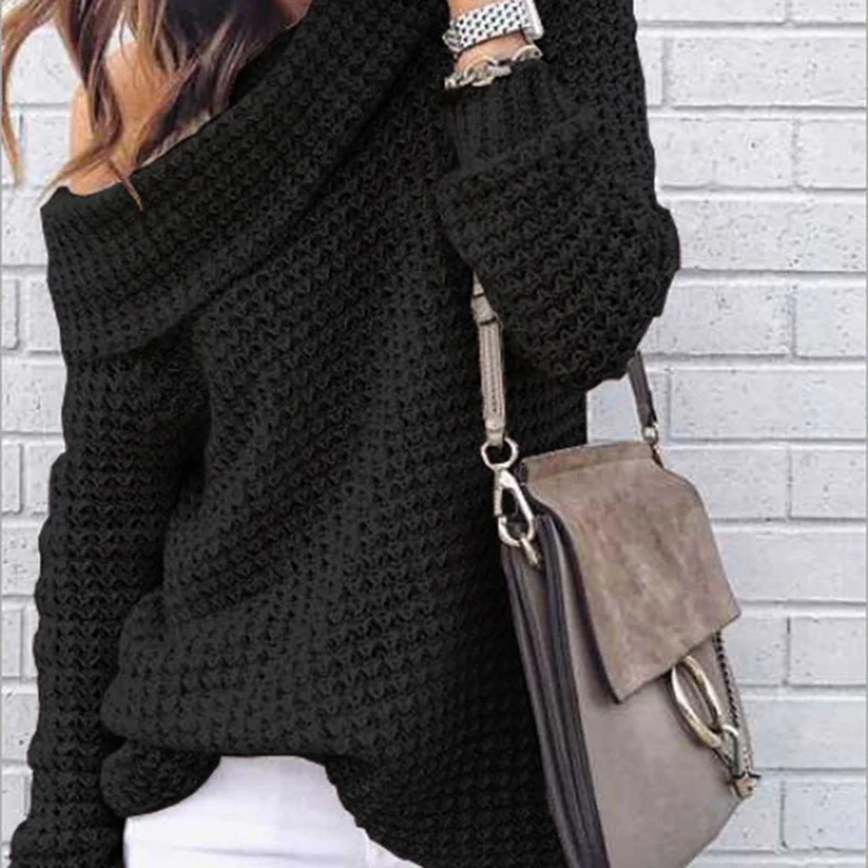 Women Sweater Sexy Off Shoulder Knitted Sweater Women Pullovers Knitwear Autumn Winter Women Sweater Long Sleeve