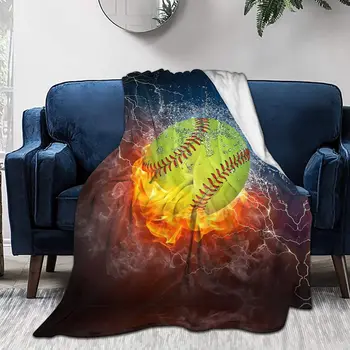 

Softball Fleece Sofa Blanket, Lightweight Travel Blanket, Cozy Plush Keep Warm Flannel Small Throws Blankets for Baby/Kids/Youth