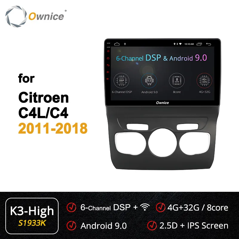 Ownice 8 ядерный Android 9,0 автомобильный DVD gps Navi плеер Автомобильный стерео k3 k5 k6 для Citroen C4 C4L 2011- радио 4G LTE DSP оптический 360 - Цвет: S1933 K3-High