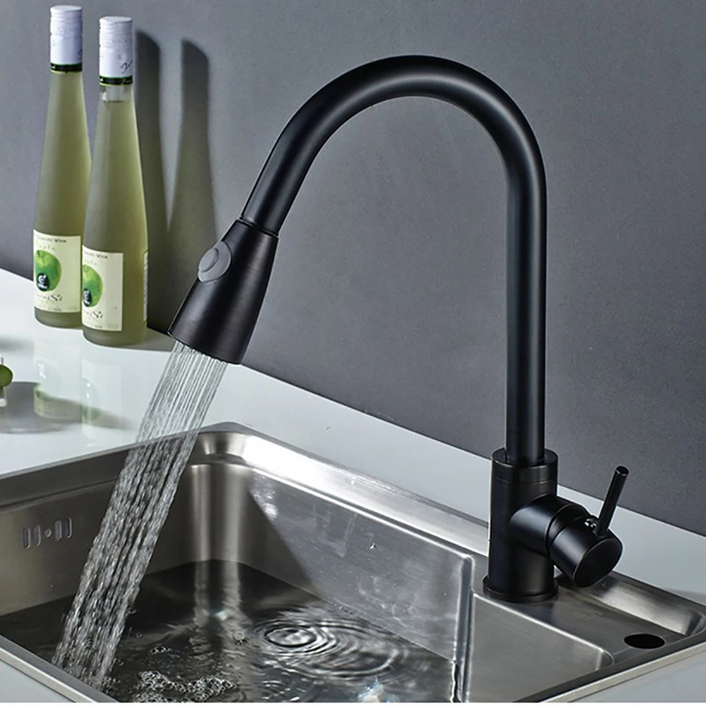  Bathroom Kitchen Faucet Single Handle 360 Degree Rotation Faucets With Granite Black Mounted Mixer  - 4000162980178