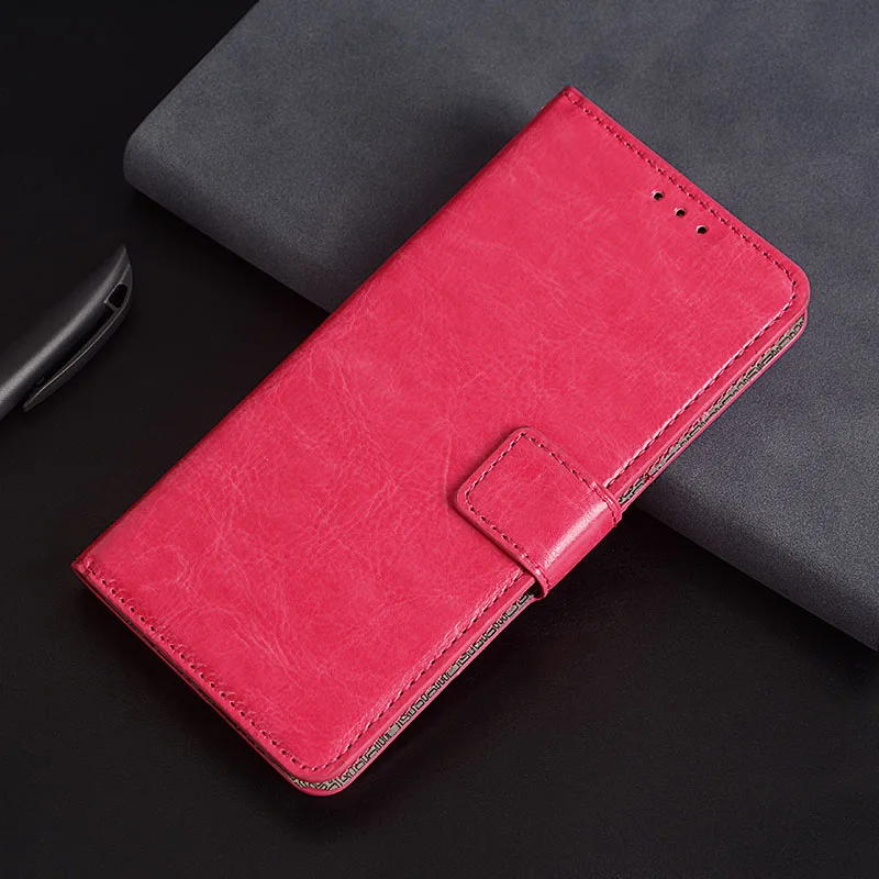 Чехол для Xiaomi Redmi 8A, роскошный флип-кошелек из искусственной кожи, кожаный чехол для Xiaomi Redmi 8A Redmi8A, чехол с фоторамкой и отделением для карт - Цвет: Розово-красный
