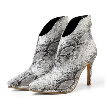 

Women's Ankle Boots Pointed Toe Zipper Thin High Heel Sexy Snake Print Design Comfort Shoes Stiletto Chelsea Boots for Ladies