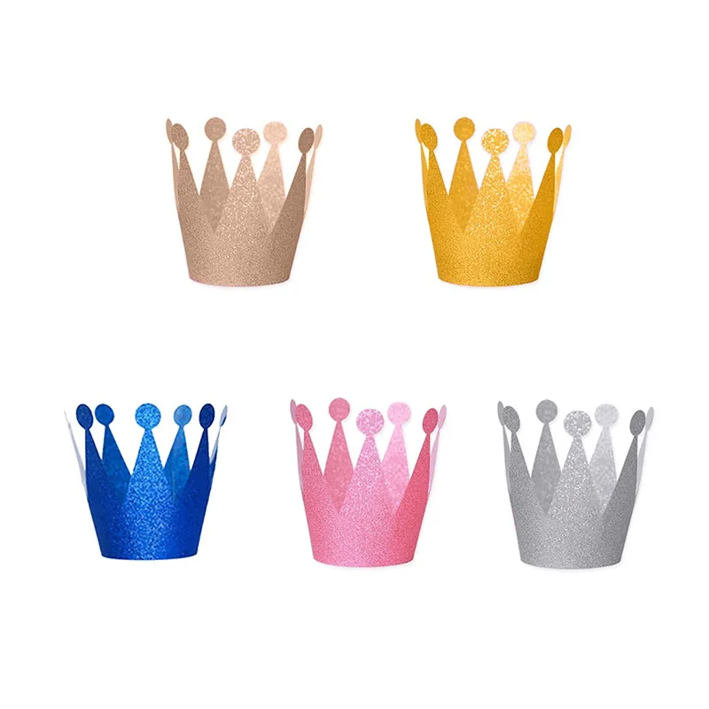 

Glitter Birthday Crown Hats With Tie Cord 6pcs/set Of Prince Princess Models Each Three For Kids And Adults Party Decorations