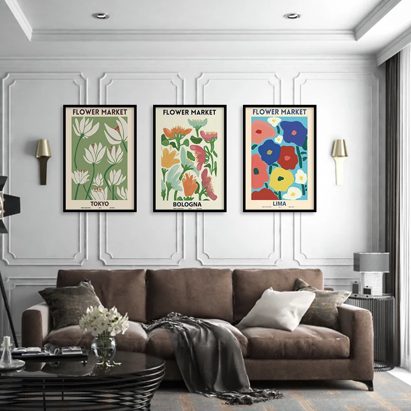 

Abstract Flower Market Wild Plant Canvas Painting Nordic Posters Colorful Floral Prints Wall Art For Living Room Home Decoration