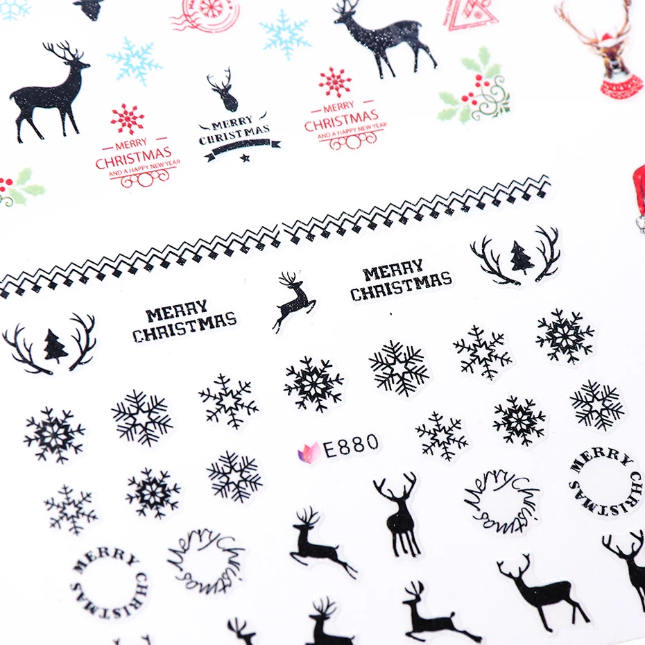 22 типа, рождественский стиль, наклейки для дизайна ногтей, снежинка, слайдеры, сделай сам, украшение для ногтей, маникюрный кончик, слайдер, набор CHE875-894