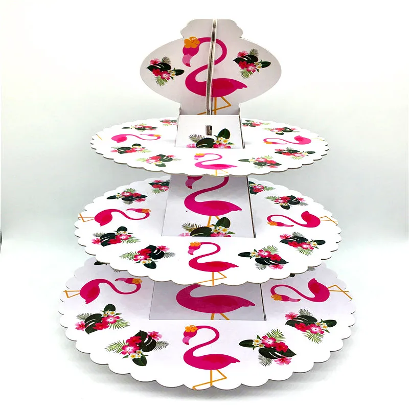 Flamingo--1pcs 1 компл. 3 уровня Человек-паук торт держатель мультфильм кекс стенд дети с днем рождения Мстители вечерние картон Рождественский торт дисплей - Цвет: Flamingo--1pcs