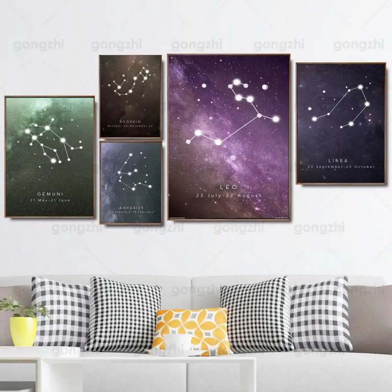 

Colorful Pink Purple Beautiful Starry Sky Constellation Time Frameless Home Wall Painting Canvas Hd Printing Decoration Poster
