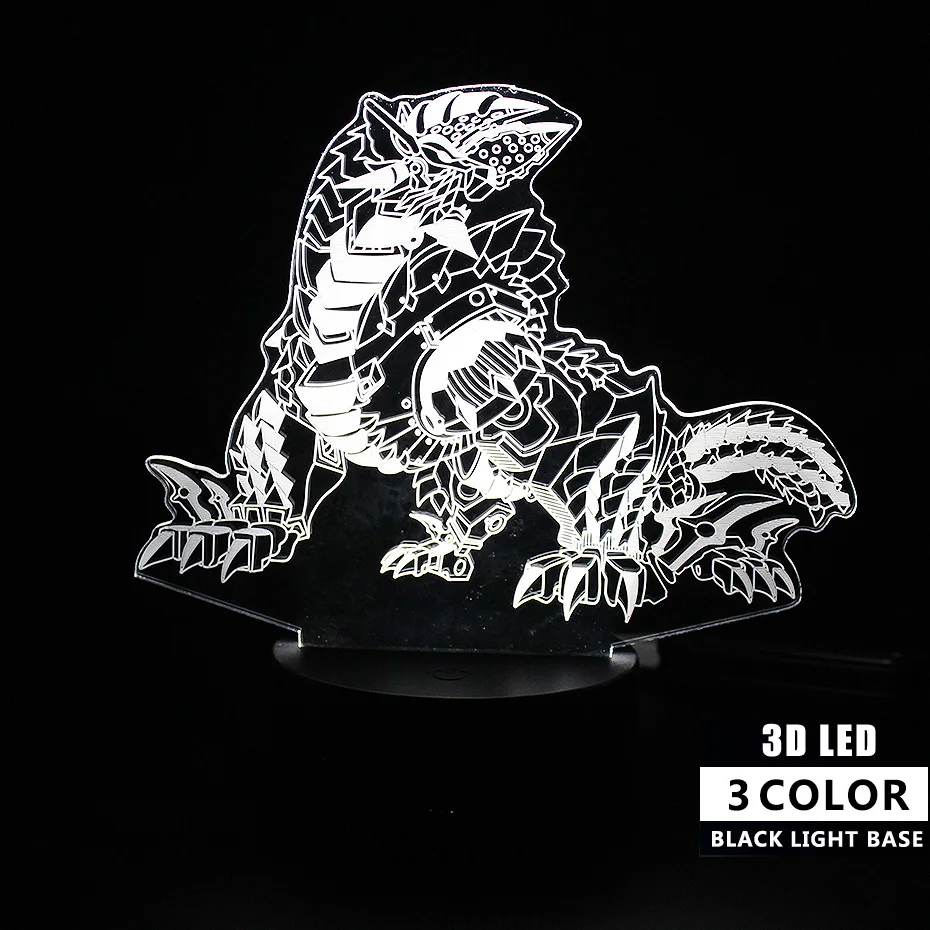 Dragon Sleep Lights Dinosaur RGB Color USB Lamp 3d Nightlight Illusion Monster Hunter Monsters Figure Gifts |