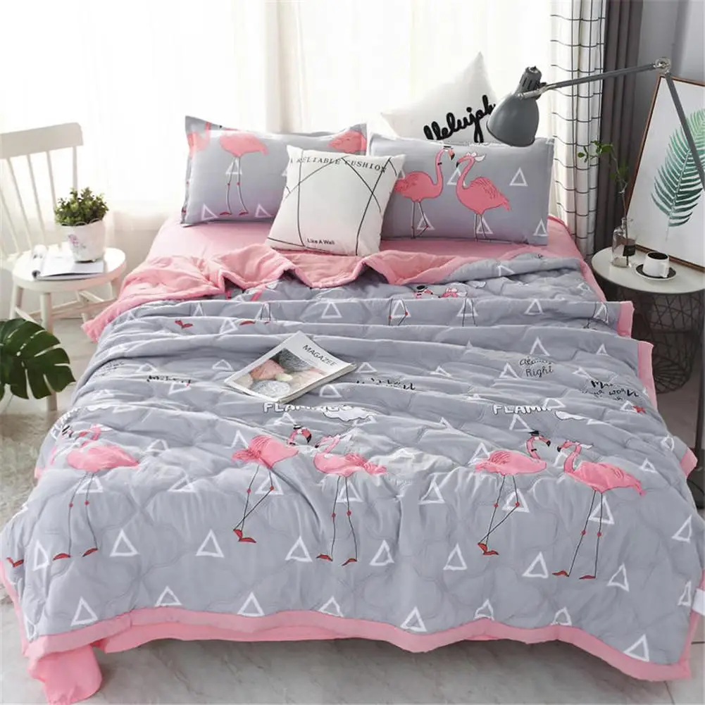 

Summer Air-conditioning Quilt Soft Breathable Throw Blanket Thin Printed Comforter Bed Cover Bedspread Home Textile Bed Linings