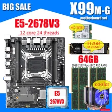 Scheda madre X99 combinata con CPU Xeon E5 2678 V3 LGA2011-3 4 pezzi X 16GB = 64GB memoria DDR4 NVME 512GB scheda WIFI M.2