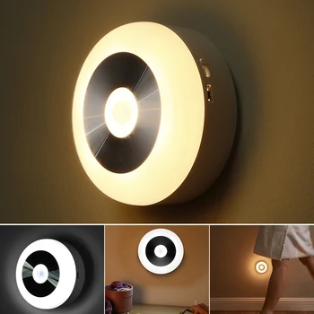 

1PC Warm White/White Rechargeable/Battery Powered LED Night Light Human Body Motion Sensor Infrared Hanger Magnetic Night Lamp