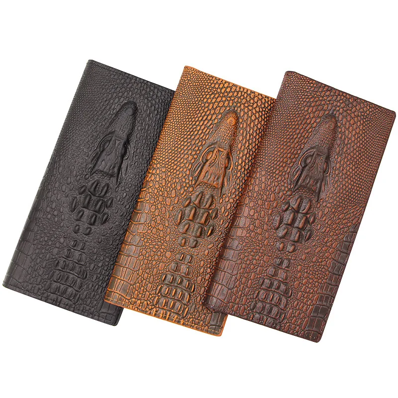 

crocodile embossed luxury leather wallets fashion men's business long Bifold wallet 3D Alligator multi-function card bag