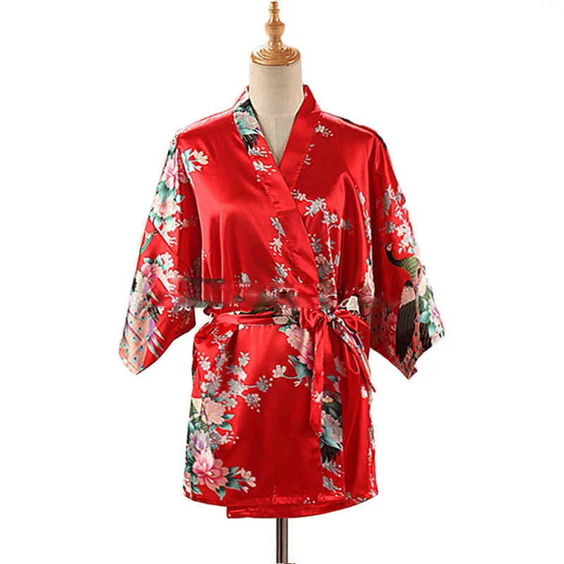Короткое сексуальное японское женское платье, традиционное кимоно, ночное платье юката, одежда для сна, женский купальный халат, шелковое атласное платье