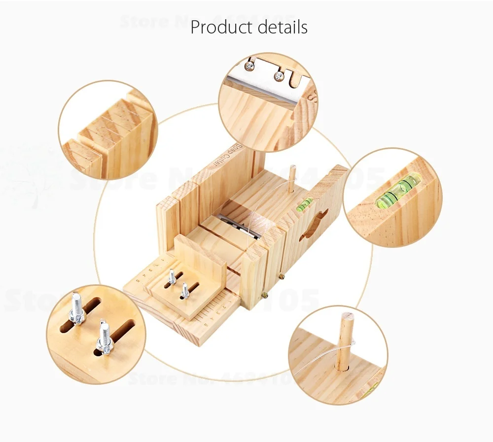 Household Wooden Soap Cutter Box Pine Material Balancing Apparatus Accurate Wire Cutting Adjustable Front Board
