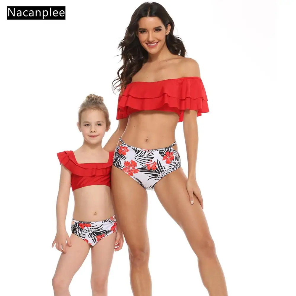 

NACANPIEE Mother Daughter Swimsuit Mom and Daughter Bathing Suit Swimwear Mommy and ME Bikini Family Matching Clothes