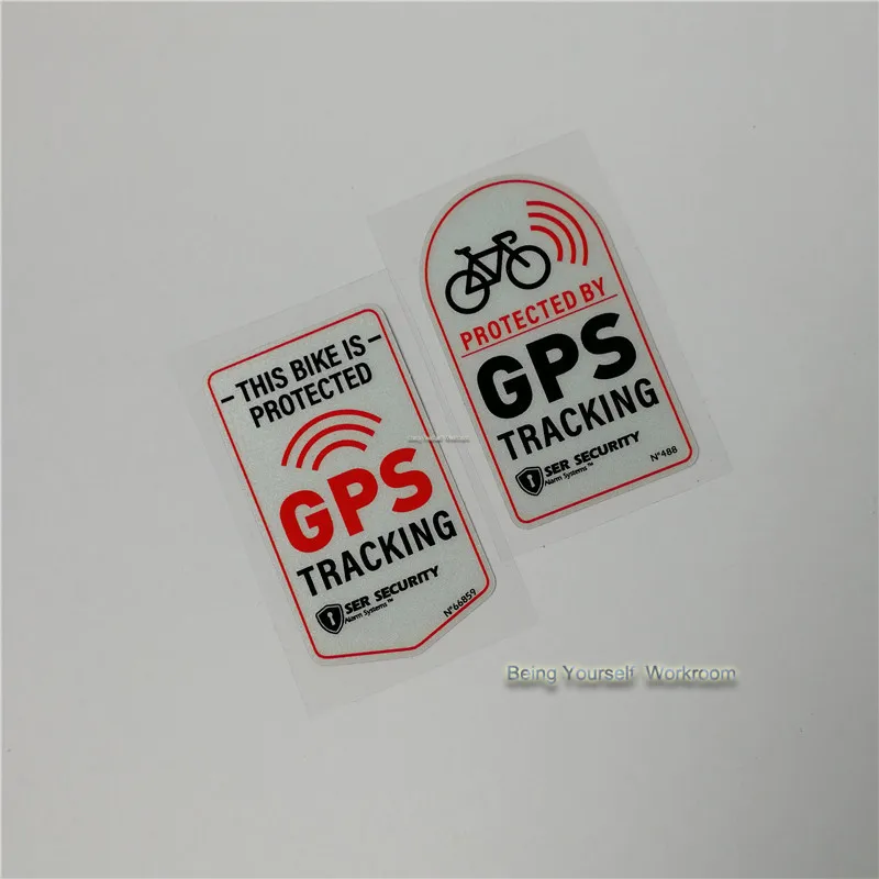 SKU-UV4037 4 x Bicycle GPS Tracker Stickers 55mm x 65mm 