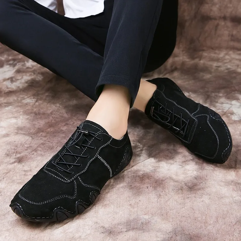 

brand Men Shoes suede leather Loafers Casual Shoes lace up fashion Breathable Spring Autumn Outdoor Non Slip Oxford Shoes L5