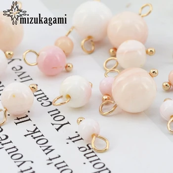 

Handmade Natural Shell Charms Round Stone Loose Beads 4mm 6mm 8mm 4pcs/lot Charms For DIY Necklace Jewelry Finding Accessories