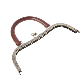 

Square Round Wood Metal Frame Kiss Clasp For Handle Bag Purse Accessories DIY