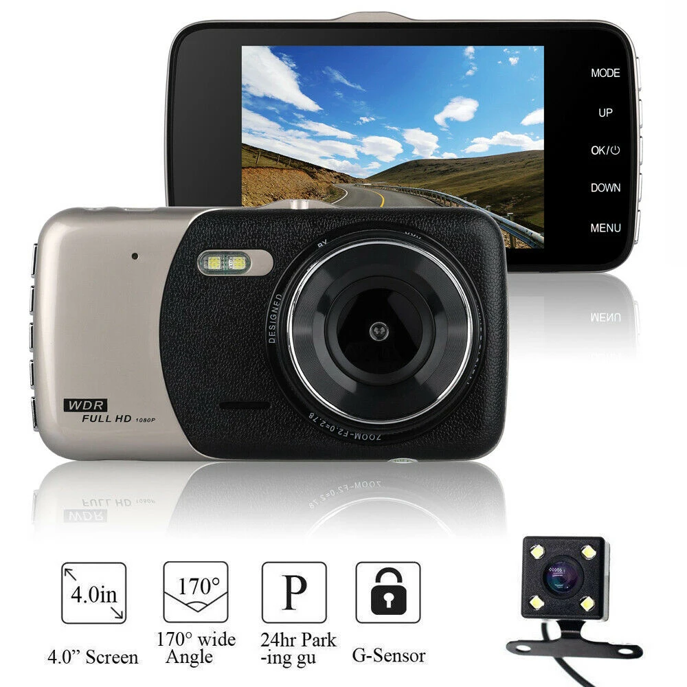 

Mini Car DVR Dual Lens Video 4"inch Recorder Parking Car Camera Dash Cam Full HD 1080P Night Vision Auto DVR camera