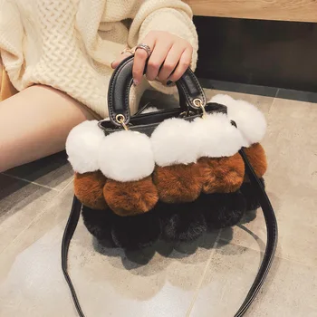 

Women Bag New Winter Plush Shoulder Bag Personality Sweet Handbag Slash Bag Bags for Women 2018