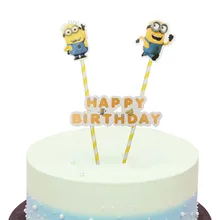 1set Cartoon Minions Cake Topper Baby Shower kids Birthday Wedding Decoration Party Supplies Cake Flag Despicable Me Banana