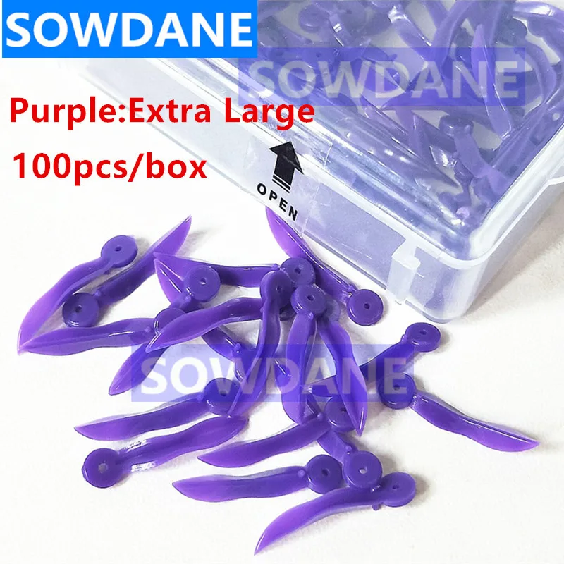 100 pcs Purple Одноразовый стоматологический клин с отверстием все 4 размера диастома зубной Клин медицинский пластик дуговая Вогнутая конструкция стоматологический инструмент - Цвет: 100 pcs Purple