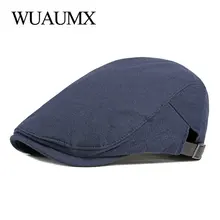 Wuaumx – béret à visière solide pour homme et femme, casquette de Golf, de conduite, décontractée, en bec de canard, noire, ajustable, printemps