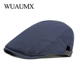 Wuaumx – béret à visière solide pour homme et femme, casquette de Golf, de conduite, décontractée, en bec de canard, noire, ajustable, printemps 