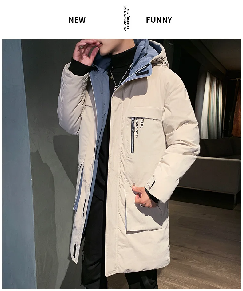 Мужская зимняя куртка, стиль, корейский стиль, стильная зимняя куртка средней длины с хлопковой подкладкой, пуховик, хлопковая стеганая одежда для работы