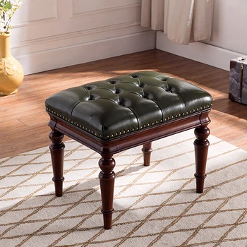 

American dressing stool bedroom solid wood light luxury dressing table stool leather piano bench guzheng stool