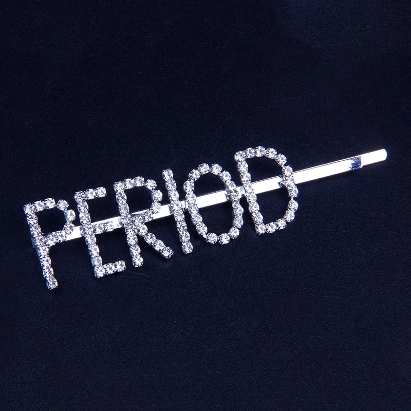 PERIOD Stonefans новые модные, подходят для долларовых купюр денег буква из стразов заколки для волос для женщин женские со сверкающими кристаллами Шпильки заколки для волос ювелирные изделия - Окраска металла: PERIOD